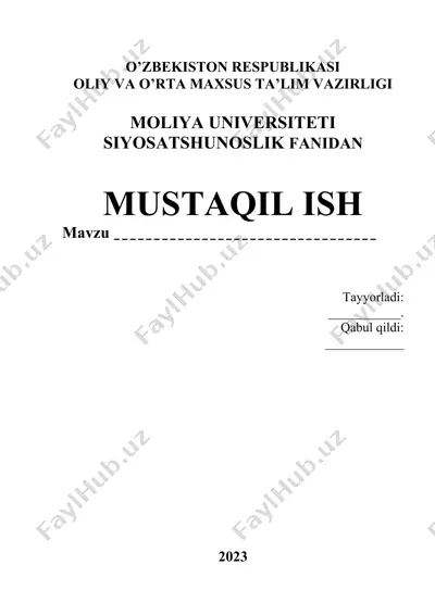 siyosiy madaniyat fanidan mustaqil ish — DOCX
