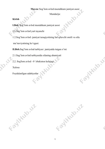 sog’lom avlod mustahkam jamiyat asosi — DOCX