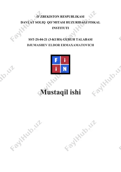 mustaqil ish: o‘zbekiston respublikasida faoliyat yuritayotgan chet tuzilmalari — DOCX