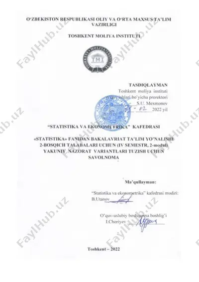 statistika (2-modul) — DOCX