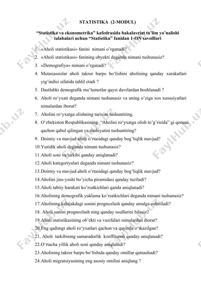 statistika (2-modul) — DOCX