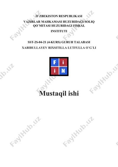 mustaqil ish - yaponiyaning soliq tizimi va soliq turlari — DOCX