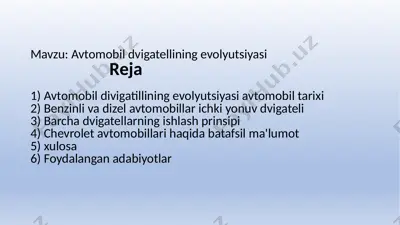 avtomobil dvigatellining evolyutsiyasi — PPTX