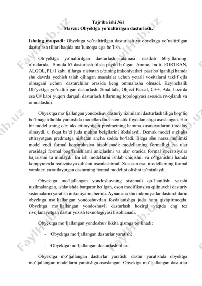 obyektga yo’naltirilgan dasturlash — DOCX