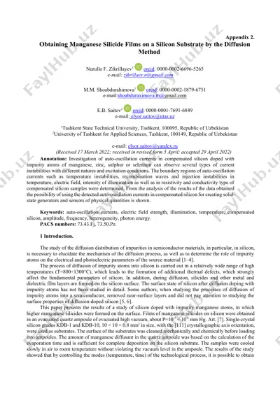 films of manganese silicides on silicon substrates — DOCX