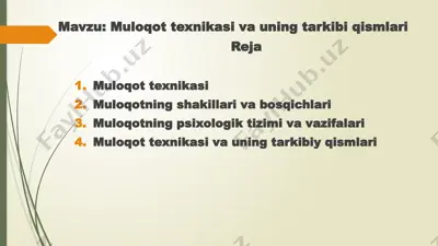 muloqot texnikasi va uning tarkibi qismlari — PPTX