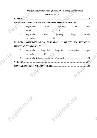 kurs ishi “nogironlar bilan ijtimoiy ish va uning xususiyatlari” — DOCX