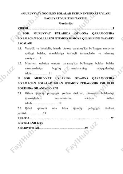 “muruvvat” nogiron bolalar uchun internat uylari faoliyat yuritish tartibi — DOCX