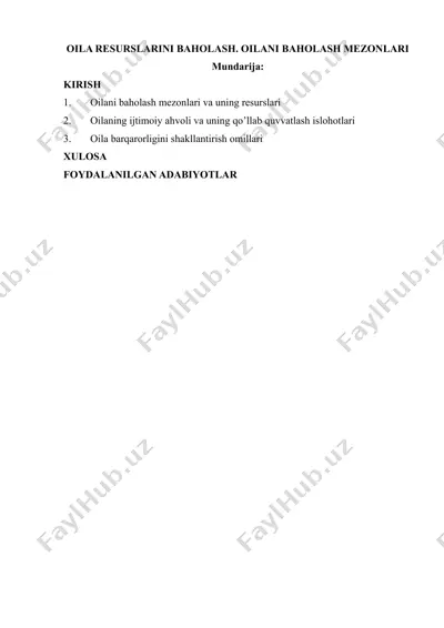 oila resurslarini baholash. oila baholash mezonlari — DOCX