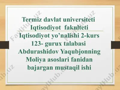 o‘zbekiston respublikasi moliya vazirligi: uning moliyani boshqarishdagi vazifalari, huquq va majburiyatlari — PPTX