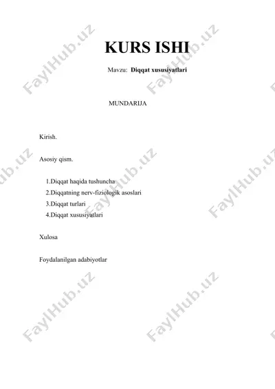 kurs ishi: diqqat xususiyatlari — DOCX