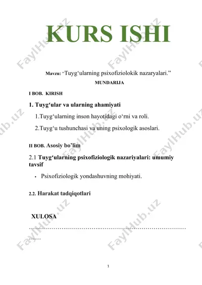 tuyg‘ularning psixofiziolokik nazaryalari — DOCX