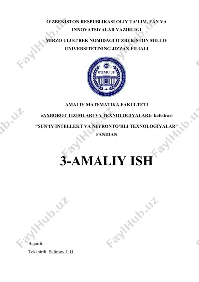 sun’iy intellekt va neyron to’rlari texnologiyalari fanidan google colabda amaliy ish — DOCX