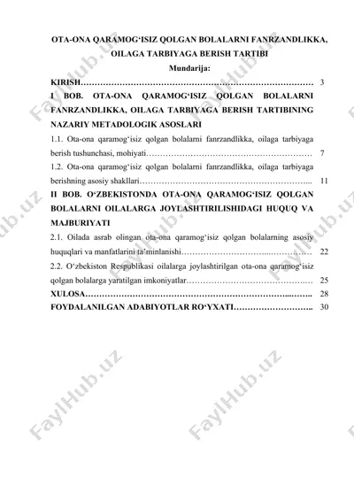ota-ona qaramog‘isiz qolgan bolalarni farzandlikka, oilaga tarbiyaga berish tartibi — DOCX