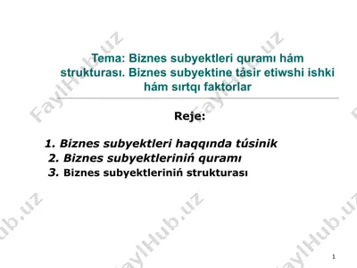 biznes subyektleri quramı hám strukturası — PPT