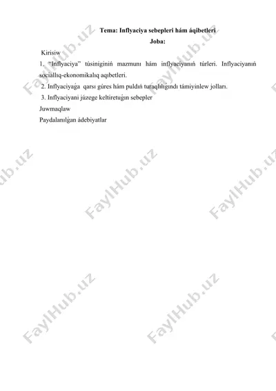 inflyaciya sabablari va oqibatlari — DOCX