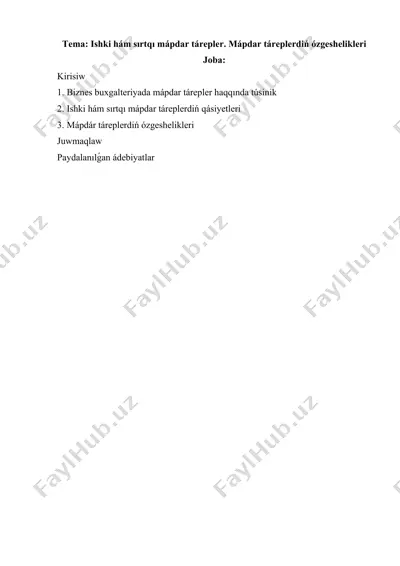 ishki hám sırtqı mápdar tárepler. mápdar táreplerdiń ózgeshelikleri — DOCX