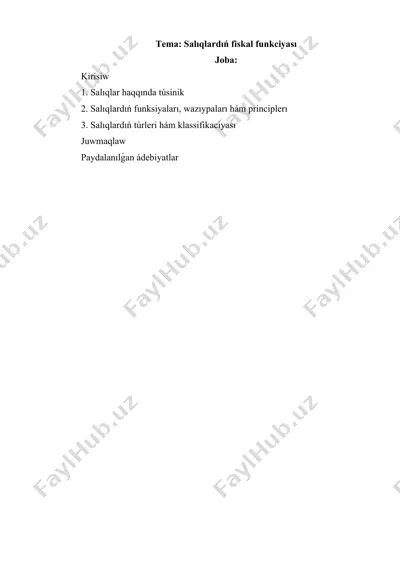 salıqlardıń fiskal funkciyası — DOCX