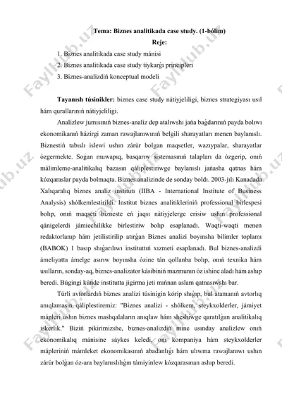 biznes analitikada case study (1-bolim) — DOCX