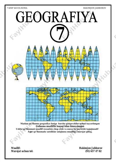 7-sinf savolnoma (geografiya) — PDF