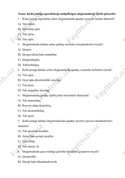 kishi jastaǵı oqıwshılarǵa móljellengen shıǵarmalarǵa tiyisli qásiyetler — DOCX