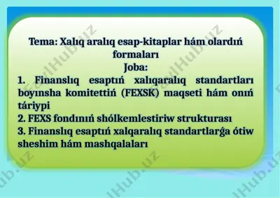 xalıq aralıq esap-kitaplar hám olardıń formaları — PPTX