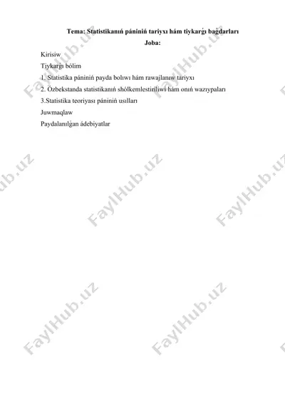 statistika fanining tarixi va amaliy yo‘nalishlari — DOCX