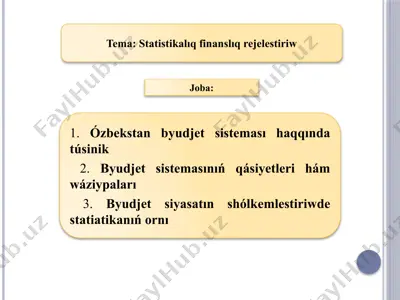 statistikalıq finanslıq rejelestiriw bo‘yicha taqdimot — PPTX