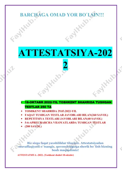 ona tili va adabiyoti attestatsiya savollari yangi — DOCX