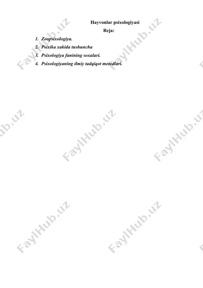 hayvonlar psixologiyasi — DOC