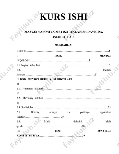 yaponiya meydzi tiklanish davrida. islohotlar. — DOCX