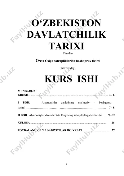 o‘rta osiyo satrapliklarida boshqaruv tizimi — DOCX