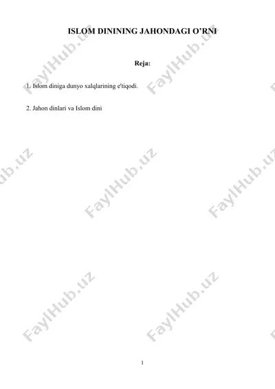 islom dinining jahondagi o’rni — DOC