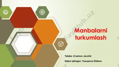 manbalarni turkumlashtirish bo‘yicha taqdimot — PPTX