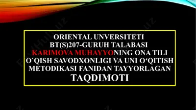 metodik adabiyotlardan foydalangan holda tinish belgilarining ishlatilishi taqdimoti — PPTX