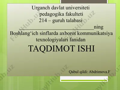 arifmetik amallarni o’rgatishda axborot texnologiyalaridan foydalanish — PPTX