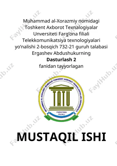 vektorlarni tashkil etish (mustaqil ish) — DOCX