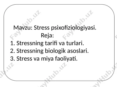 stress psixofiziologiyasi — PPTX