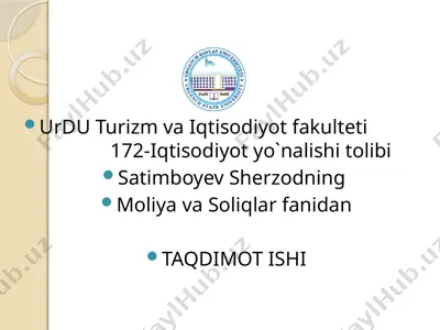 tijorat banklarini soliqqa tortish — PPTX