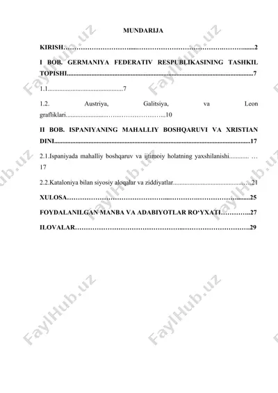 kurs ishi “germaniya federativ davlati davri jahon tarixidagi o‘rnini o‘rganish” — DOCX
