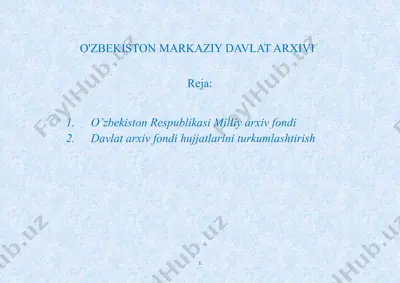 o’zbekiston respublikasi milliy arxiv fondi — PPTX
