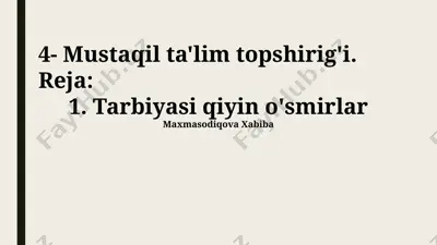 mustaqil ta'lim topshirig‘i: o‘z-o‘zini tarbiyalash strategiyasi — PPTX
