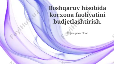 boshqaruv hisobida korxona faoliyatini budjetlashtirish — PPTX