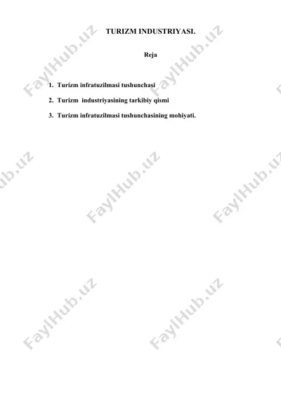 turizm industriyasi va infrtuzilmasi — DOCX