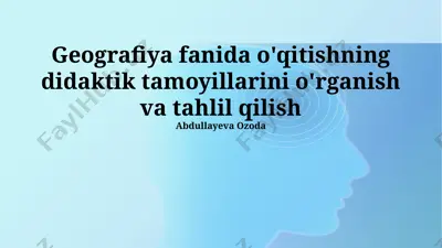 geografiya fanida o'qitishning didaktik tamoyillarini o‘rganish va tahlil qilish — PPTX