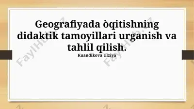 geografiyada o‘qitishning didaktik tamoyillari va ularning tahlili — PPTX