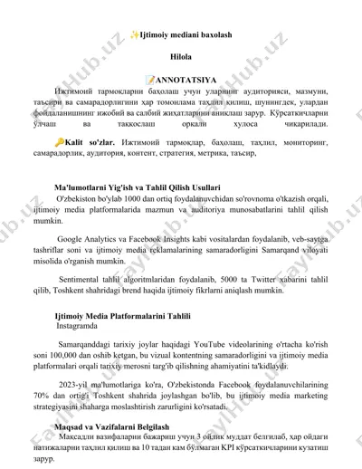 ijtimoiy mediani baholash — DOCX