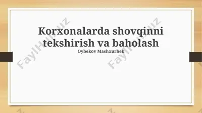 korxonalarda shovqinni tekshirish va baholash — PPTX
