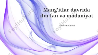 mang‘itlar davrida ilm-fan va madaniyat — PPTX