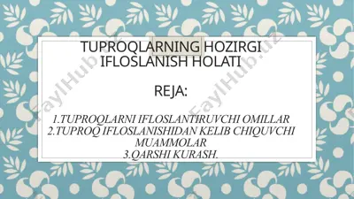 tuproqlarning hozirgi ifloslanish holati — PPTX